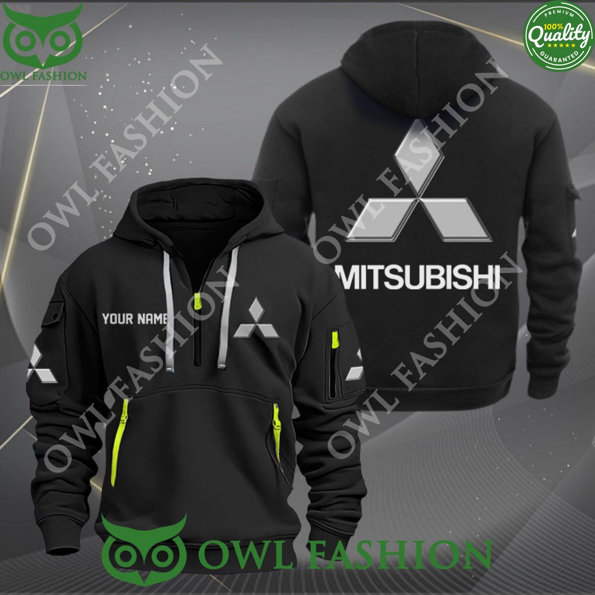 Mitsubishi Luxury Brand Custom Name 2D Half Zipper - Adult & Kids T-Shirts, Sweatshirts & Hoodies apparel design preview 1