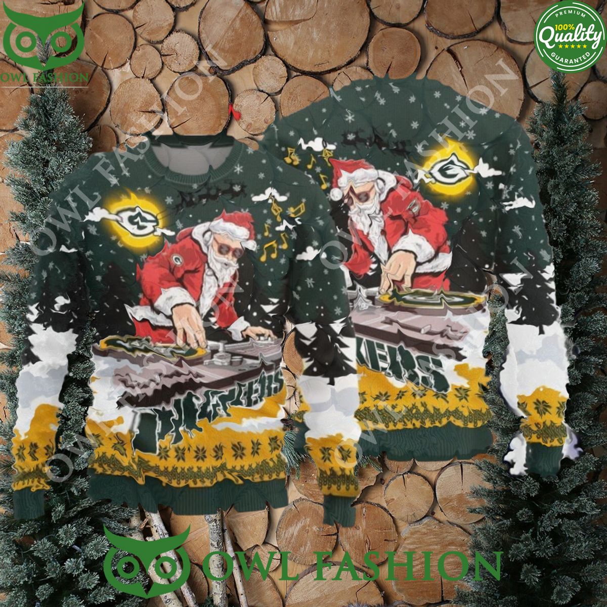 MLB Green Bay Packers Christmas Funny DJ Santa - Adult & Kids T-Shirts, Sweatshirts & Hoodies apparel design preview 1