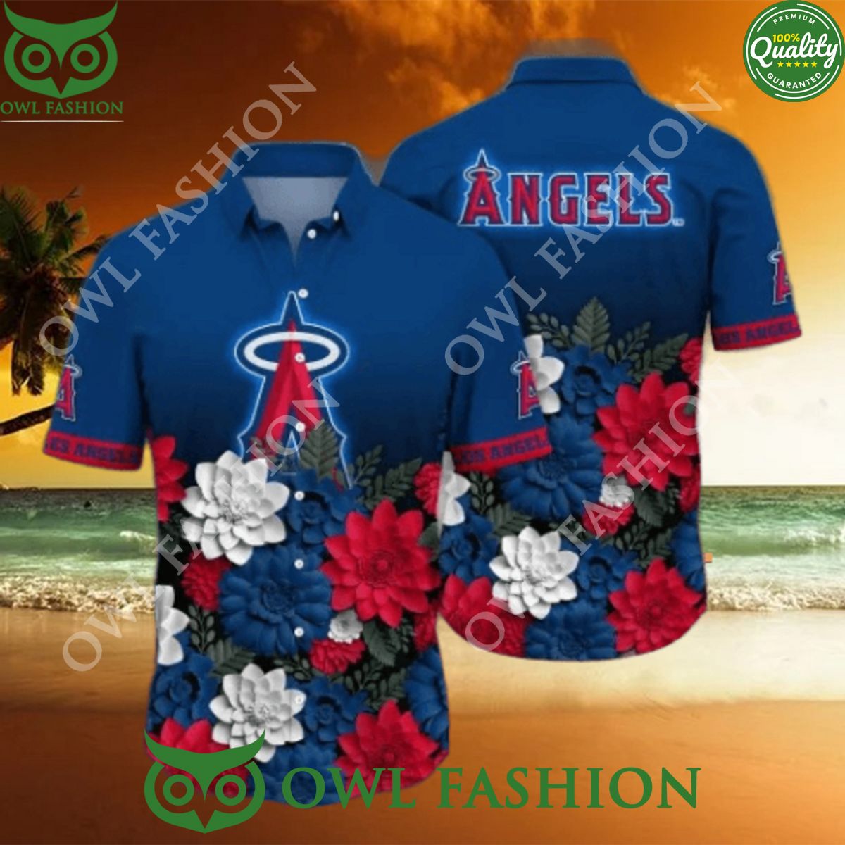 MLB Team Los Angeles Angels Flower Hawaiian - Adult & Kids T-Shirts, Sweatshirts & Hoodies apparel design preview 1