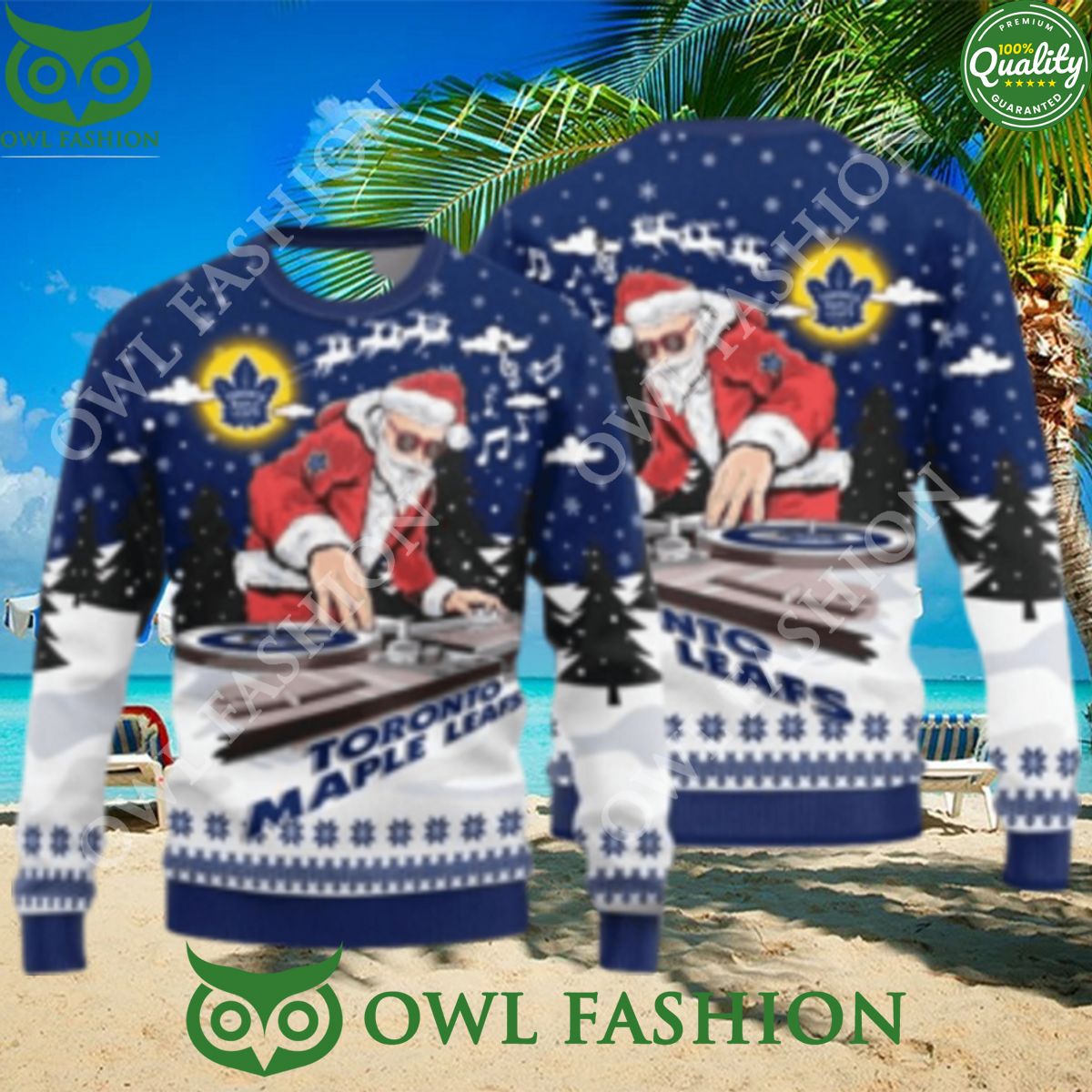 MLB Toronto Maple Leafs Christmas Funny DJ Santa New - Adult & Kids T-Shirts, Sweatshirts & Hoodies apparel design preview 1