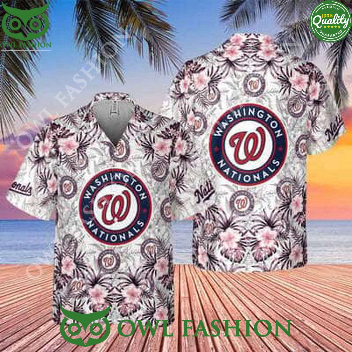 MLB Washington Nationals Tropical Flower Pattern - Adult & Kids T-Shirts, Sweatshirts & Hoodies apparel design preview 1