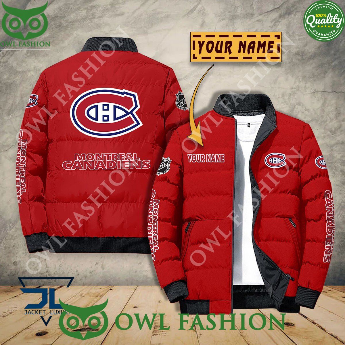 Montreal Canadiens Custom Name NHL Ice Hockey Puffer - Adult & Kids T-Shirts, Sweatshirts & Hoodies apparel design preview 1