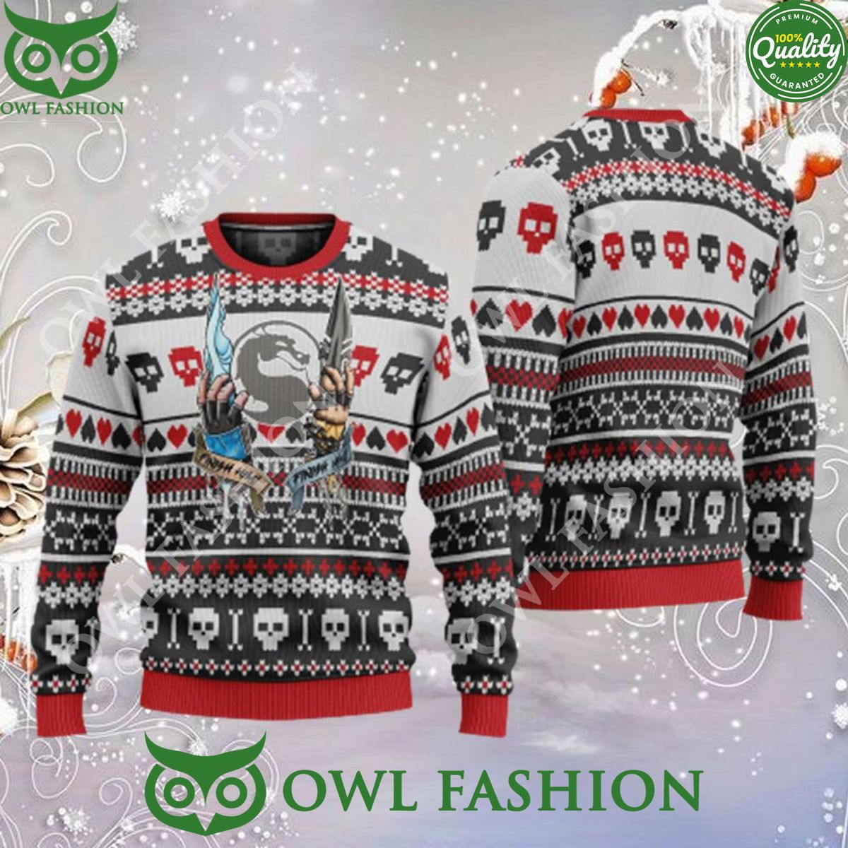 Mortal Kombat Finish Him Ugly Christmas Sweater - Adult & Kids T-Shirts, Sweatshirts & Hoodies apparel design preview 1