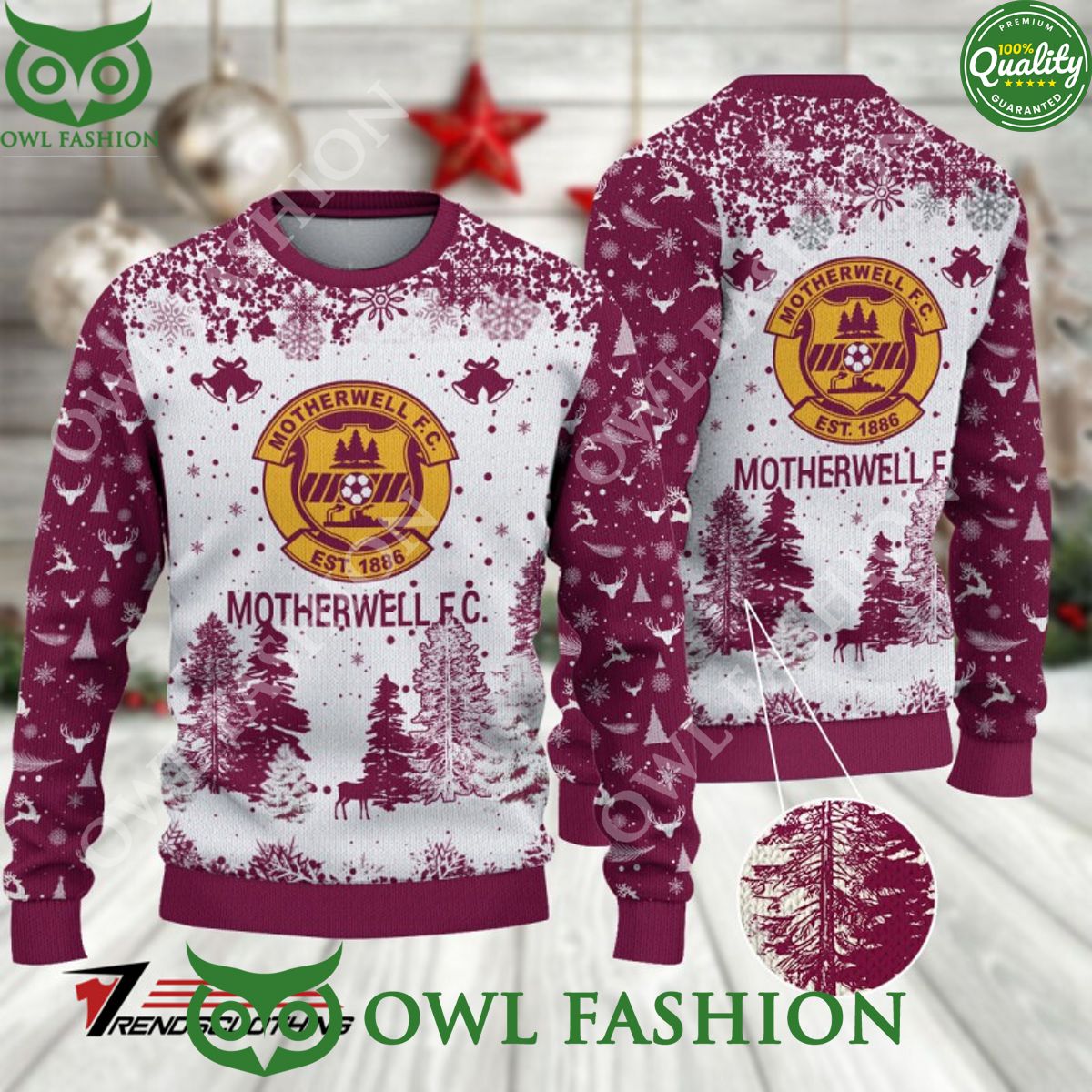 Motherwell F.C. SPFL Scottish Snow Fall Pine Ugly - Adult & Kids T-Shirts, Sweatshirts & Hoodies apparel design preview 1