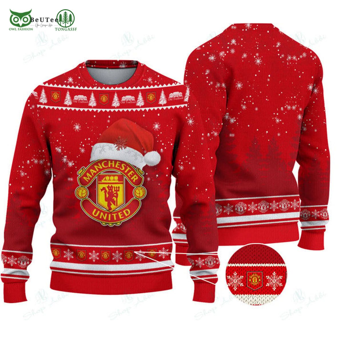 MU Manchester United Premier League Christmas Ugly - Adult & Kids T-Shirts, Sweatshirts & Hoodies apparel design preview 1