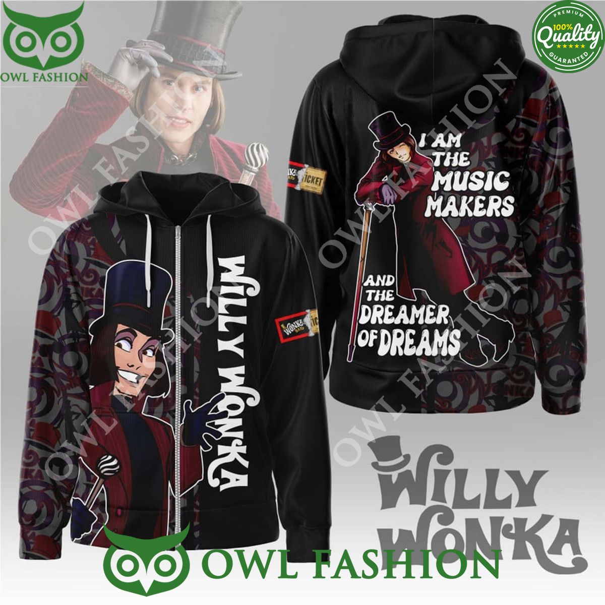 Music Maker Dreamers of Dream Willy Wonka 3D Printed - Adult & Kids T-Shirts, Sweatshirts & Hoodies apparel design preview 1