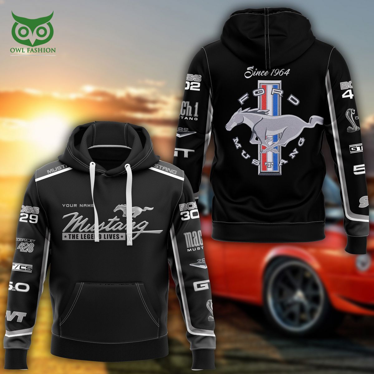 Mustang The Legend Lives Personalized 3D - Adult & Kids T-Shirts, Sweatshirts & Hoodies apparel design preview 1