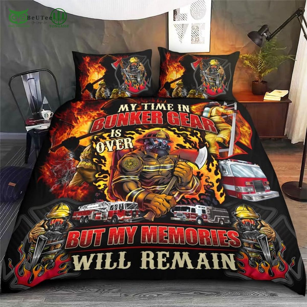 My Time In Bunker Gear memories will remain bedding - Adult & Kids T-Shirts, Sweatshirts & Hoodies apparel design preview 1