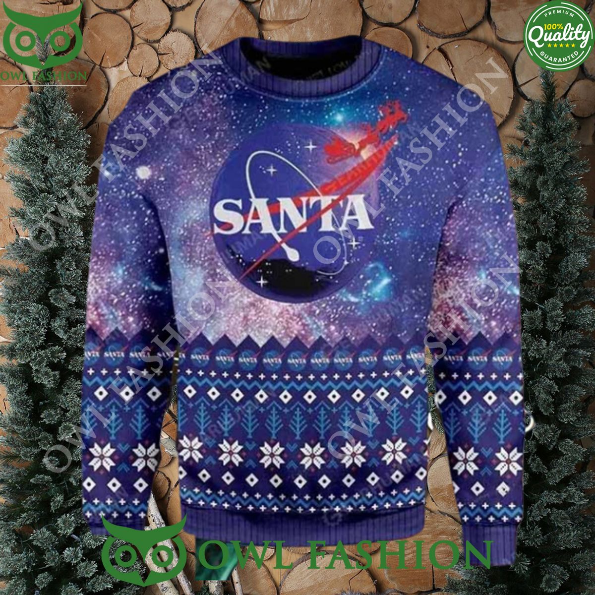 NASA With Santa 2023 Ugly Christmas Sweater - Adult & Kids T-Shirts, Sweatshirts & Hoodies apparel design preview 1