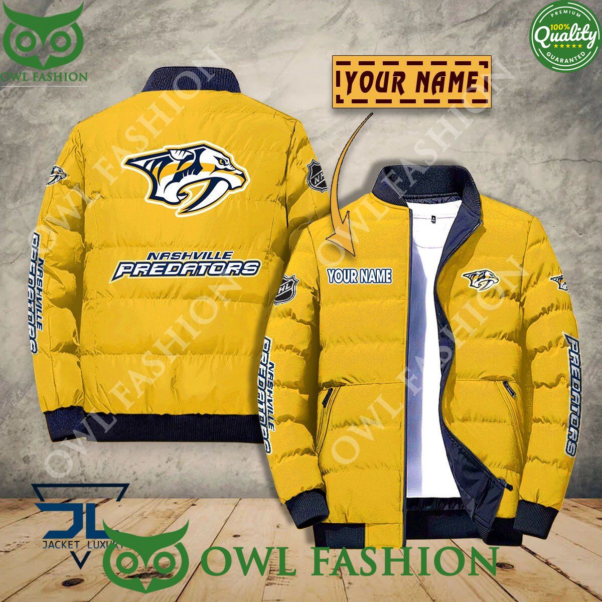 Nashville Predators Custom Name NHL Ice Hockey Puffer - Adult & Kids T-Shirts, Sweatshirts & Hoodies apparel design preview 1