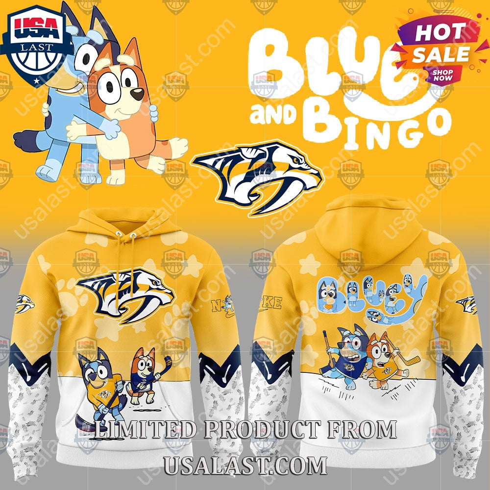 Nashville Predators NHL Bluey and Bingo - Adult & Kids T-Shirts, Sweatshirts & Hoodies apparel design preview 1