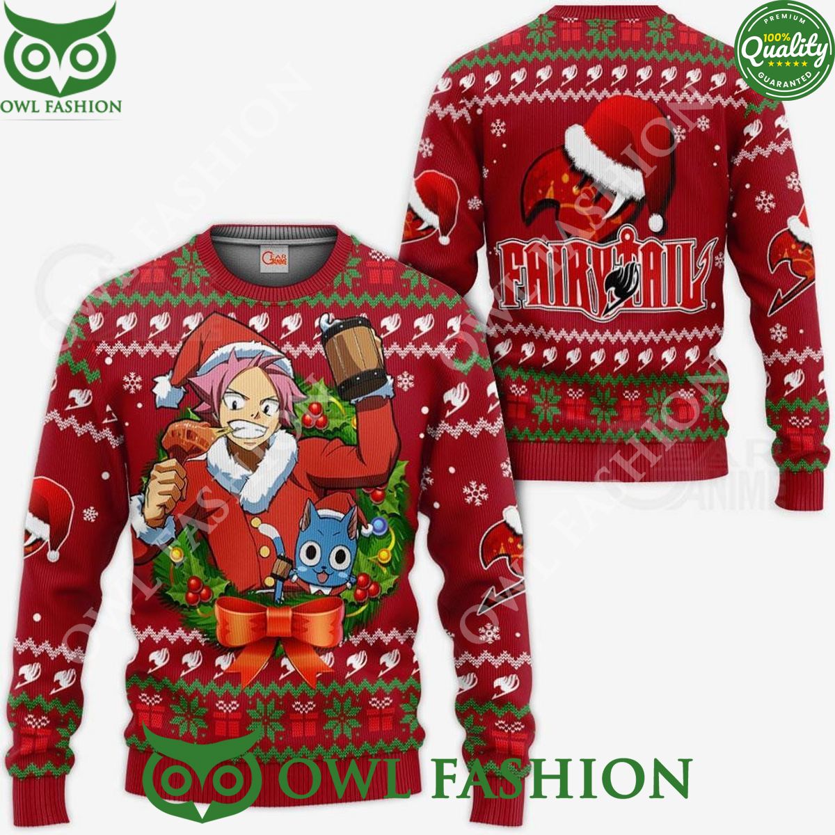 Natsu Dragneel Ugly Christmas Sweater Xmas Fairy Tail - Adult & Kids T-Shirts, Sweatshirts & Hoodies apparel design preview 1