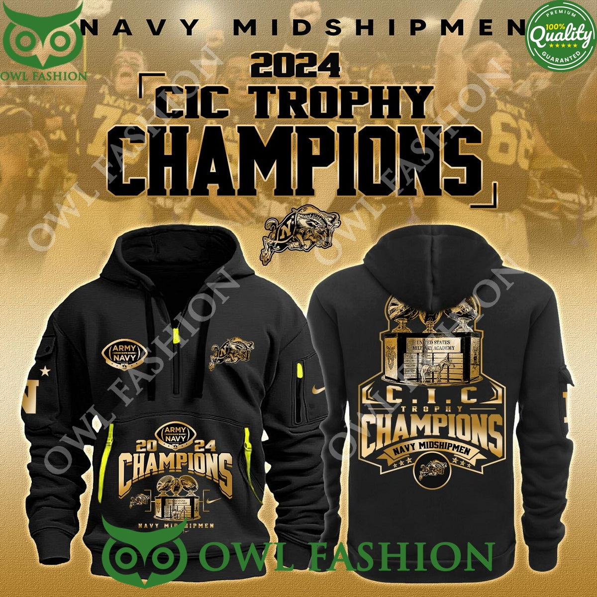 Navy Midshipmen NCAA CIC Trophy Champions Limited - Adult & Kids T-Shirts, Sweatshirts & Hoodies apparel design preview 1