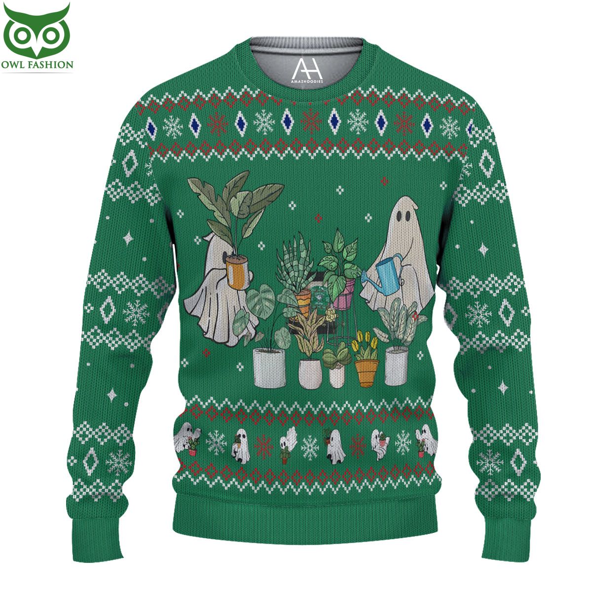 Ghost Plant Christmas Green Ugly Sweater - Adult & Kids T-Shirts, Sweatshirts & Hoodies apparel design preview 1