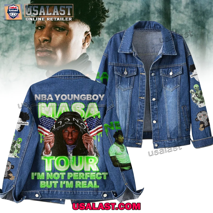 NBA YoungBoy 2025 Masa Tour Denim Jacket - Adult & Kids T-Shirts, Sweatshirts & Hoodies apparel design preview 1