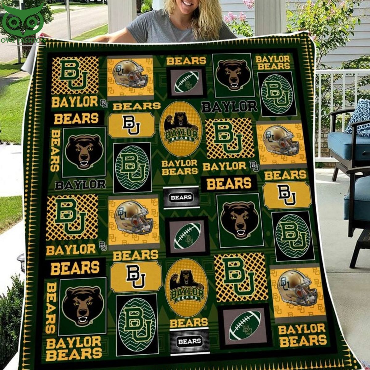 NCAA Baylor Bears Football Quilt Blanket - Adult & Kids T-Shirts, Sweatshirts & Hoodies apparel design preview 1