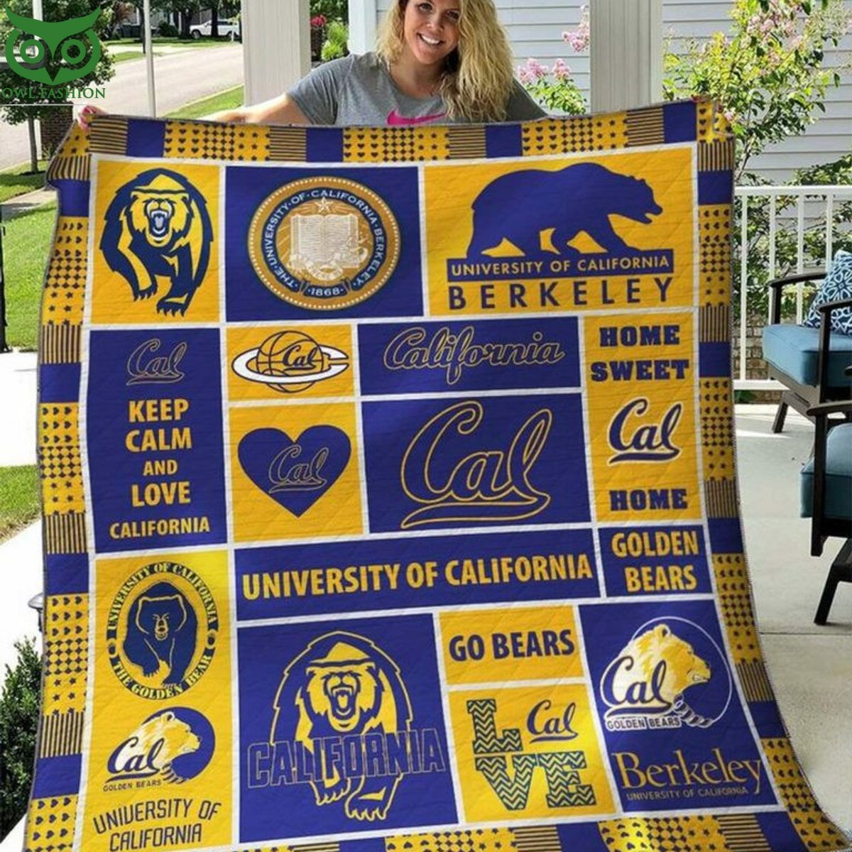 NCAA California Golden Bears Football Quilt Blanket - Adult & Kids T-Shirts, Sweatshirts & Hoodies apparel design preview 1