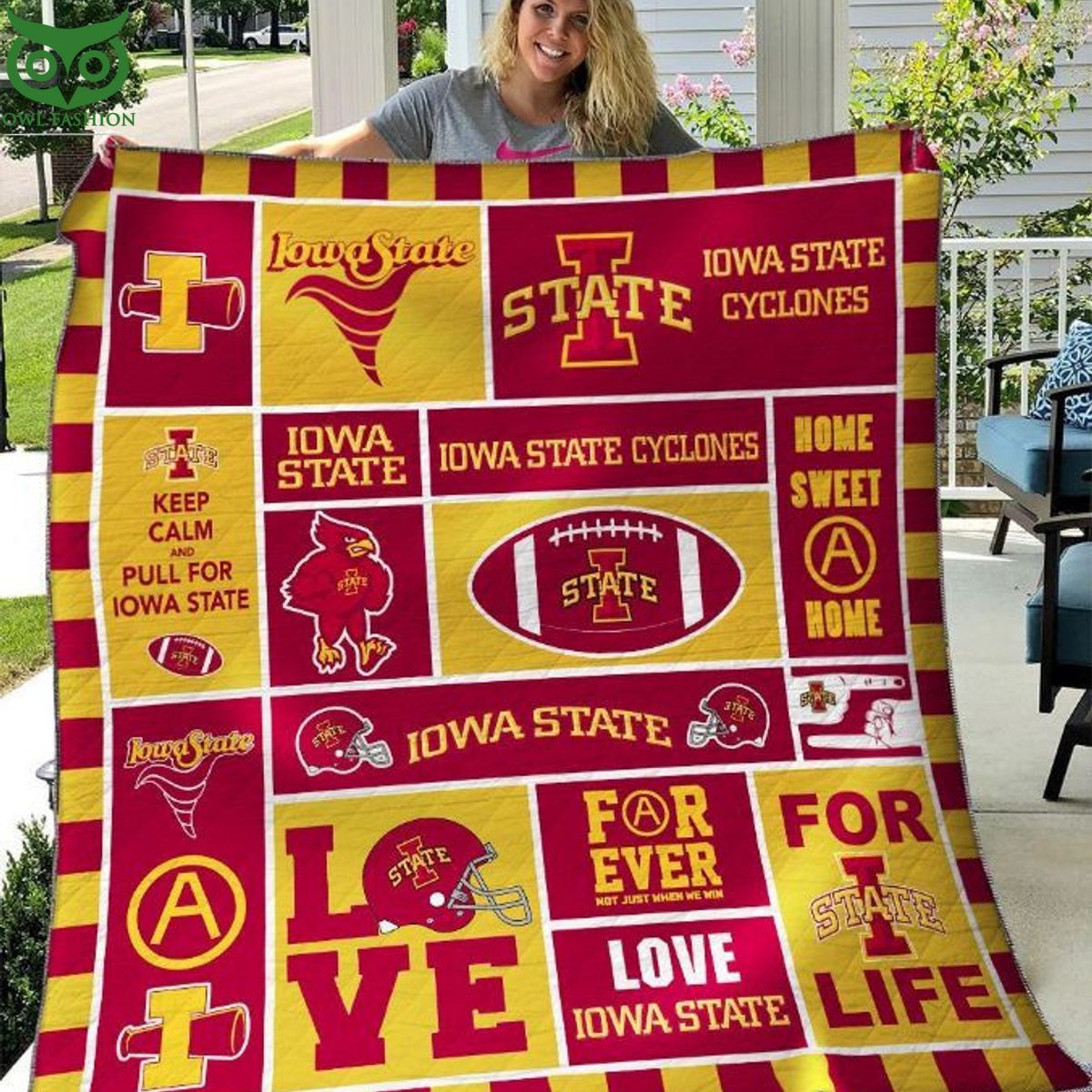 NCAA Iowa State Cyclones Football Quilt Blanket - Adult & Kids T-Shirts, Sweatshirts & Hoodies apparel design preview 1