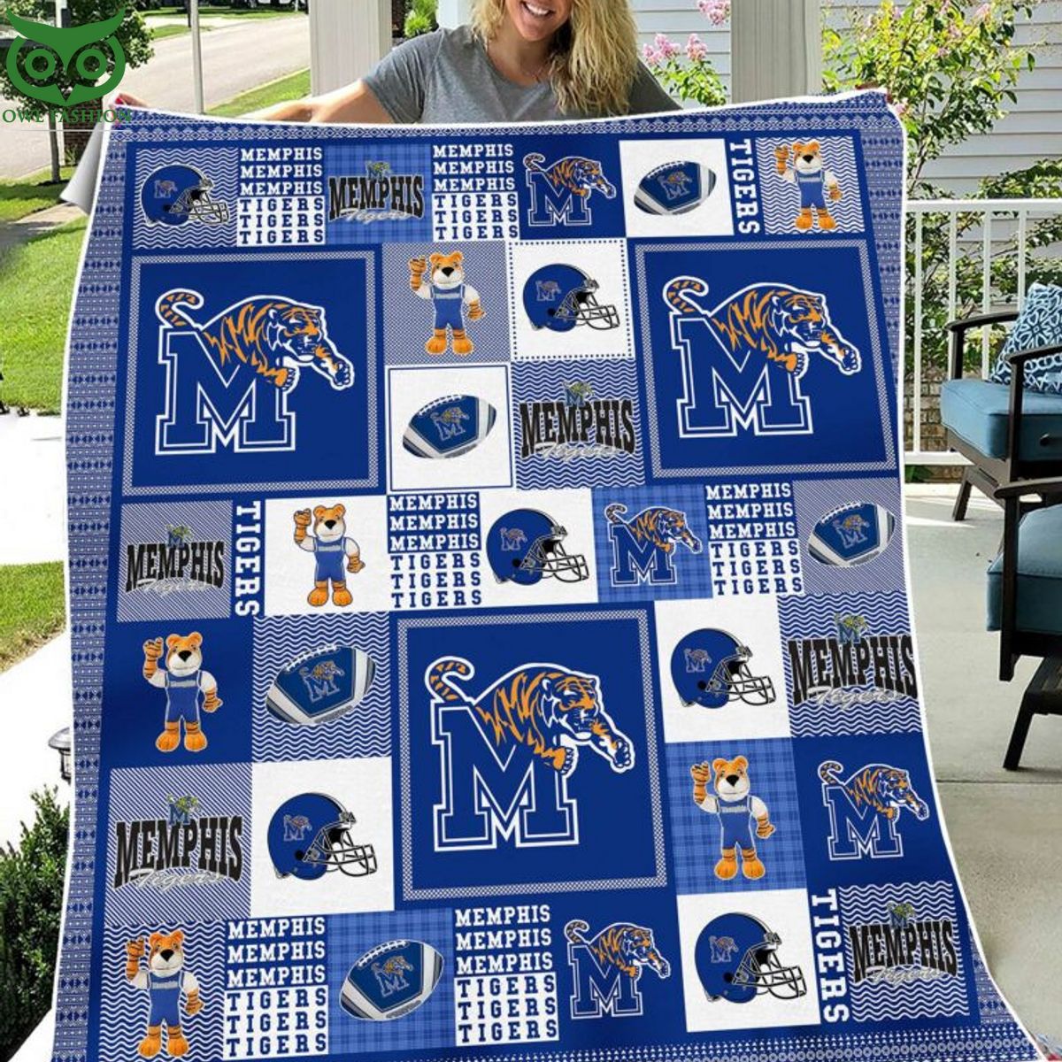 NCAA Memphis Tigers Football Quilt Blanket - Adult & Kids T-Shirts, Sweatshirts & Hoodies apparel design preview 1
