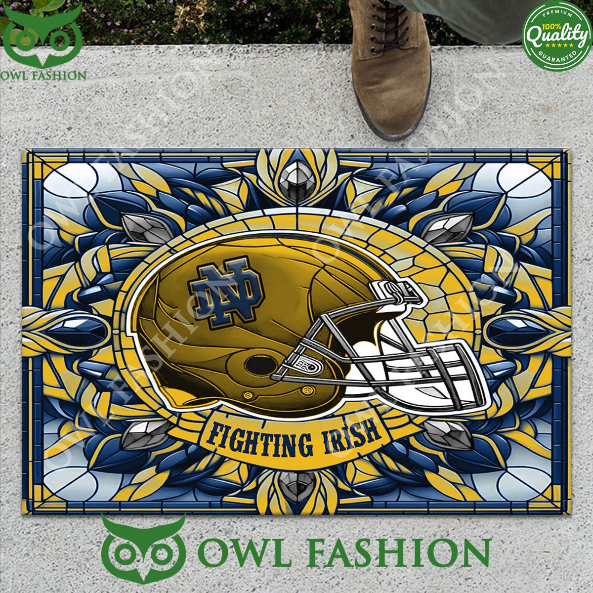NCAA Notre Dame Fighting Irish Stained Glass Football - Adult & Kids T-Shirts, Sweatshirts & Hoodies apparel design preview 1
