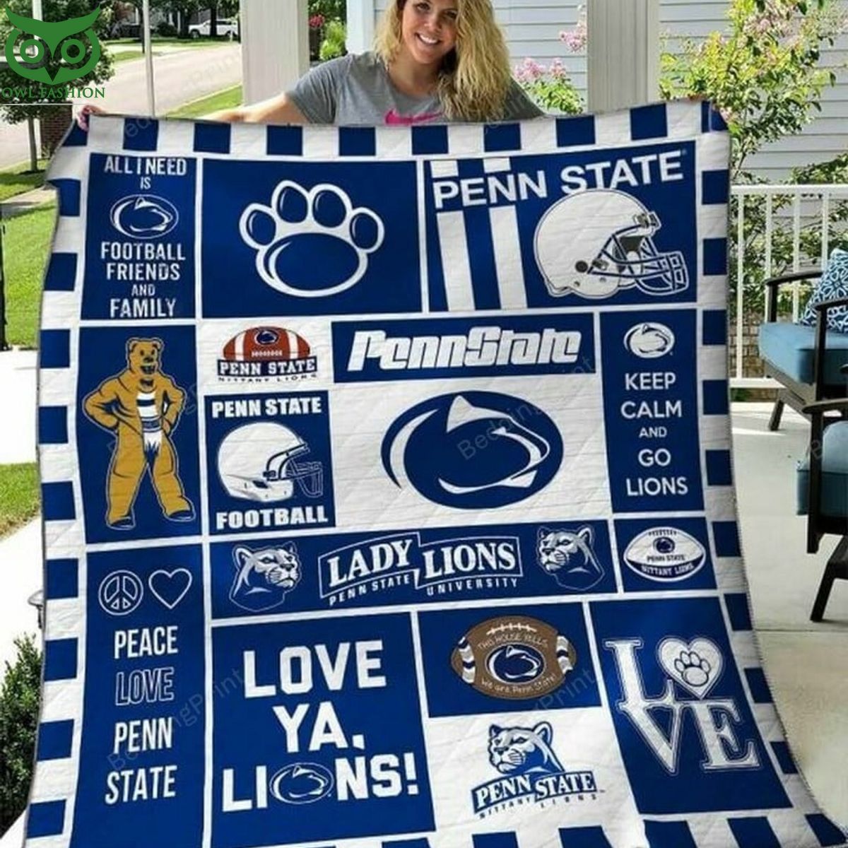NCAA Penn State Nittany Lions Football Quilt Blanket - Adult & Kids T-Shirts, Sweatshirts & Hoodies apparel design preview 1