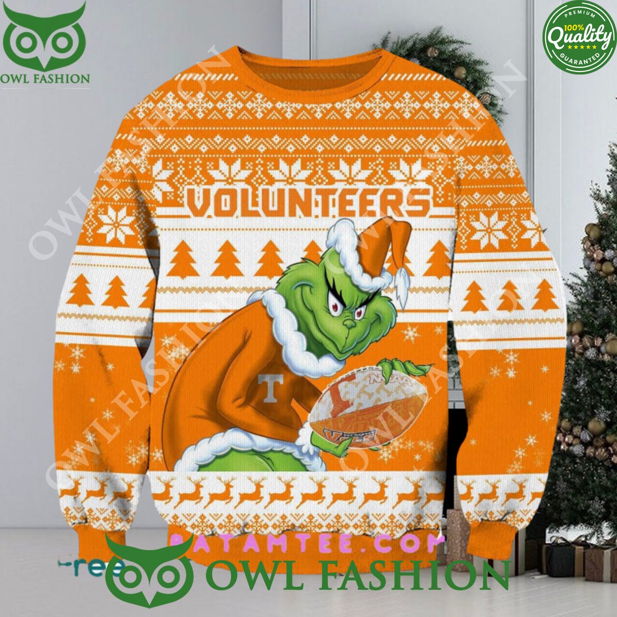 NCAA Tennessee Volunteers Grinch Christmas Ugly - Adult & Kids T-Shirts, Sweatshirts & Hoodies apparel design preview 1