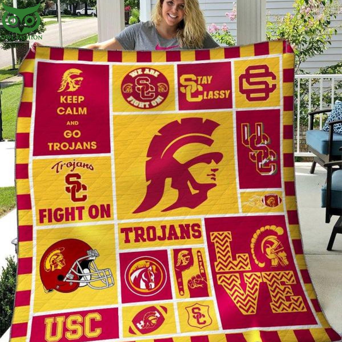 NCAA USC Trojans Football Quilt Blanket - Adult & Kids T-Shirts, Sweatshirts & Hoodies apparel design preview 1