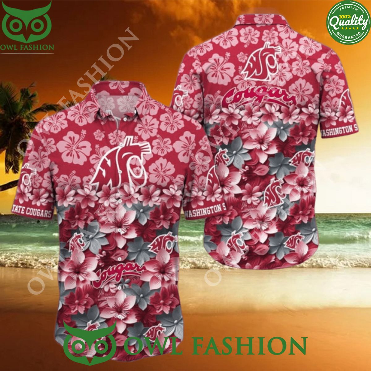 NCAA1 Washington State Cougars Hawaiian Trending - Adult & Kids T-Shirts, Sweatshirts & Hoodies apparel design preview 1