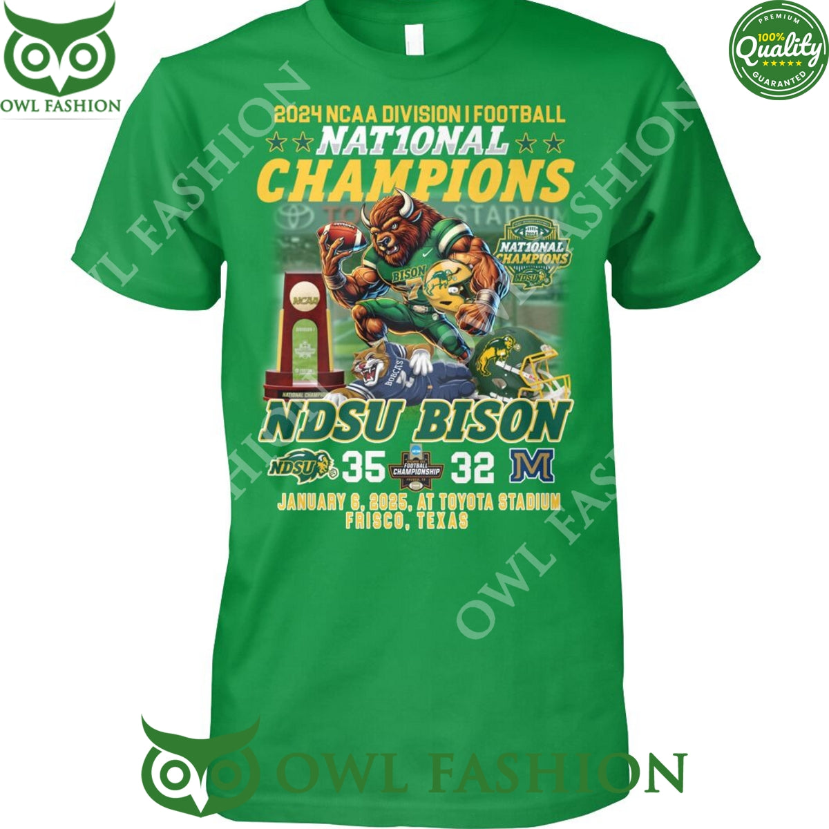 NDSU Bison National Champions 2024 NCAA Division I 35 - Adult & Kids T-Shirts, Sweatshirts & Hoodies apparel design preview 1