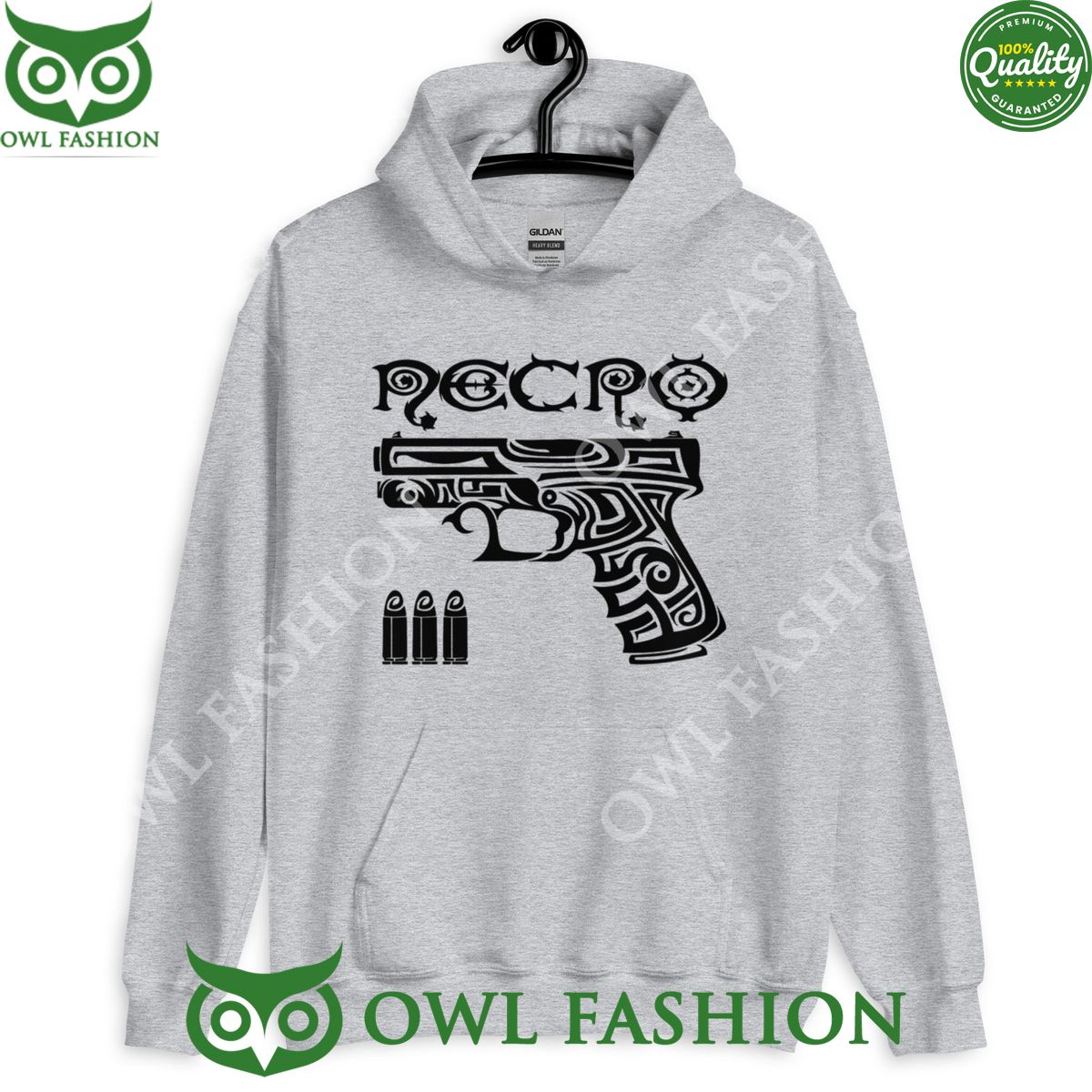Necro Tribal Gun Gilden Heavyweight - Adult & Kids T-Shirts, Sweatshirts & Hoodies apparel design preview 1