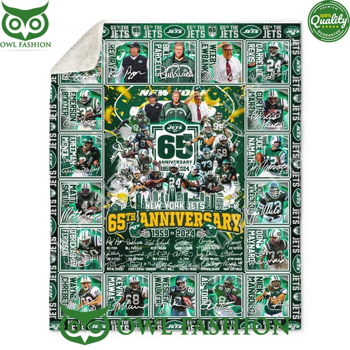 New York Jets 65th Anniversary 1959 2024 Players - Adult & Kids T-Shirts, Sweatshirts & Hoodies apparel design preview 1