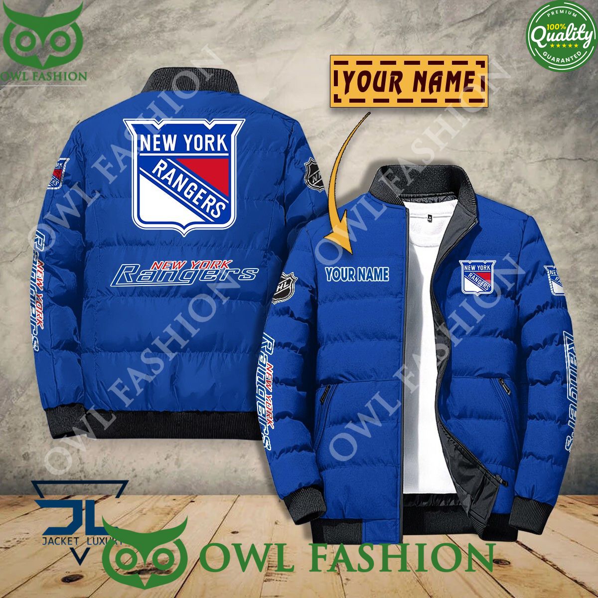 New York Rangers Custom Name NHL Ice Hockey Puffer - Adult & Kids T-Shirts, Sweatshirts & Hoodies apparel design preview 1