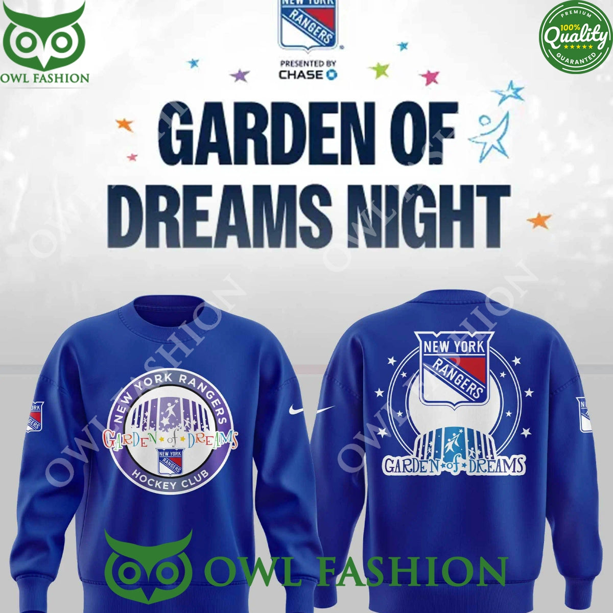 New York Rangers x Garden of Dreams Night Hockey Club - Adult & Kids T-Shirts, Sweatshirts & Hoodies apparel design preview 1
