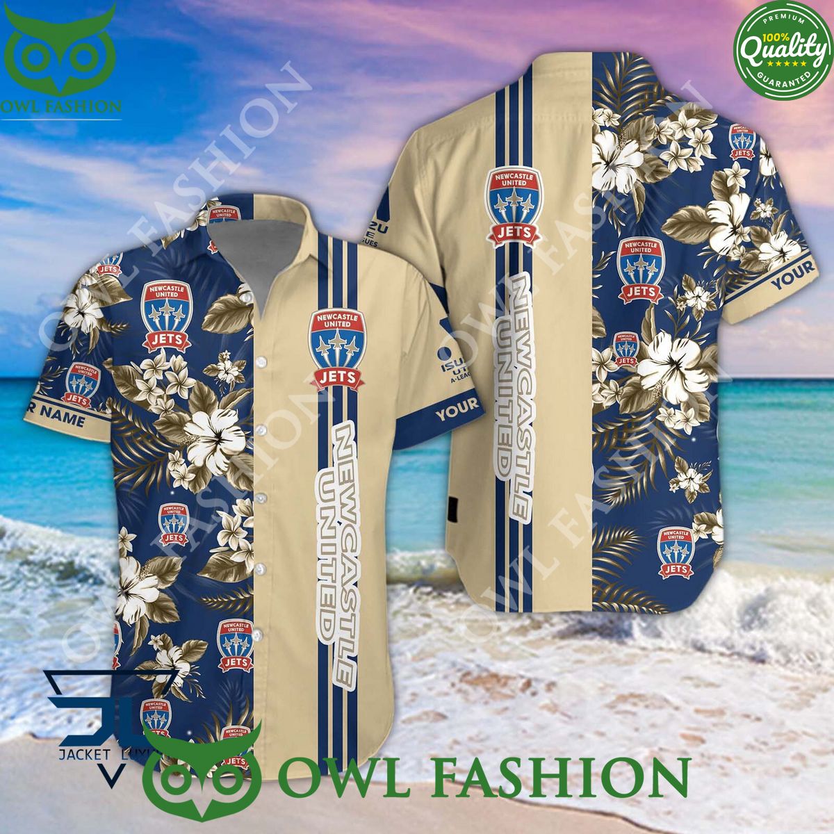 Newcastle Jets A League Football Hawaiian and short - Adult & Kids T-Shirts, Sweatshirts & Hoodies apparel design preview 1