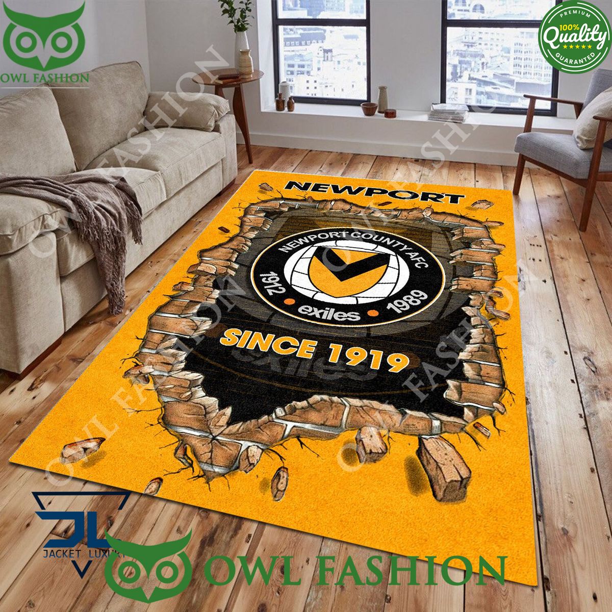 Newport County 1857 League Two Living Room Rug Carpet - Adult & Kids T-Shirts, Sweatshirts & Hoodies apparel design preview 1