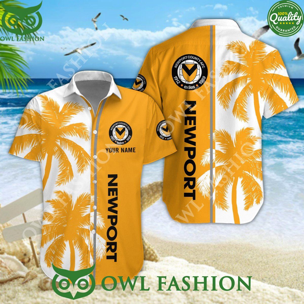 Newport County Custom Name Coconut tree 2024 Hawaiian - Adult & Kids T-Shirts, Sweatshirts & Hoodies apparel design preview 1