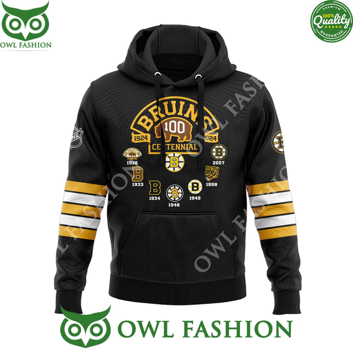 NHL Boston Bruins 100 Centennial 1924 2024 Limited - Adult & Kids T-Shirts, Sweatshirts & Hoodies apparel design preview 1