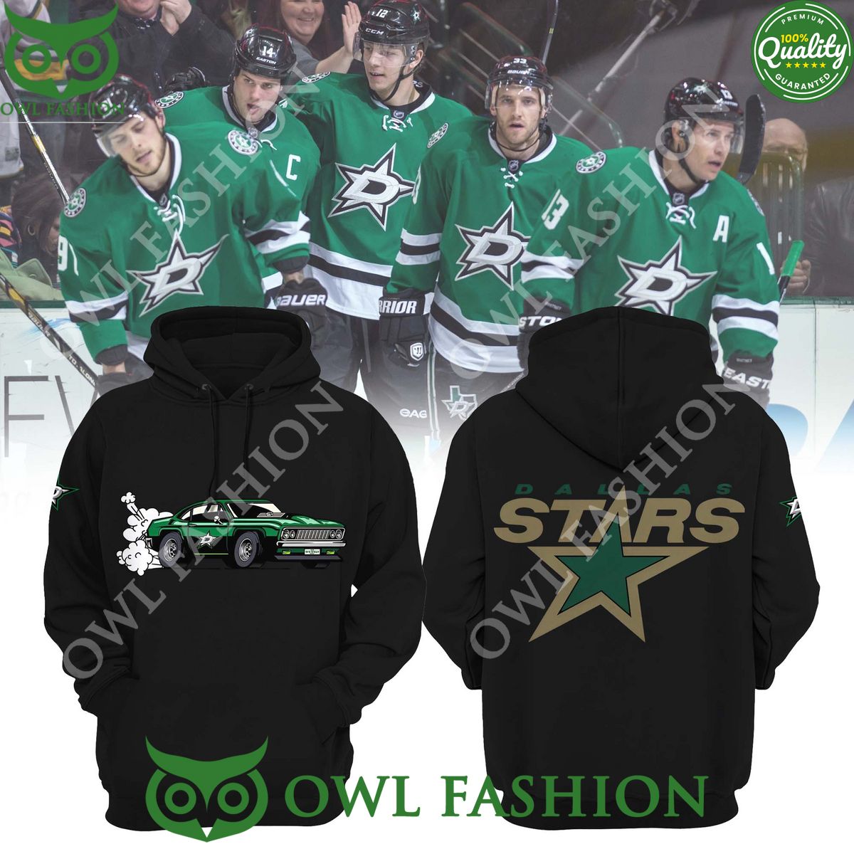 NHL Dallas Stars Motor Sport Car black Hockey - Adult & Kids T-Shirts, Sweatshirts & Hoodies apparel design preview 1