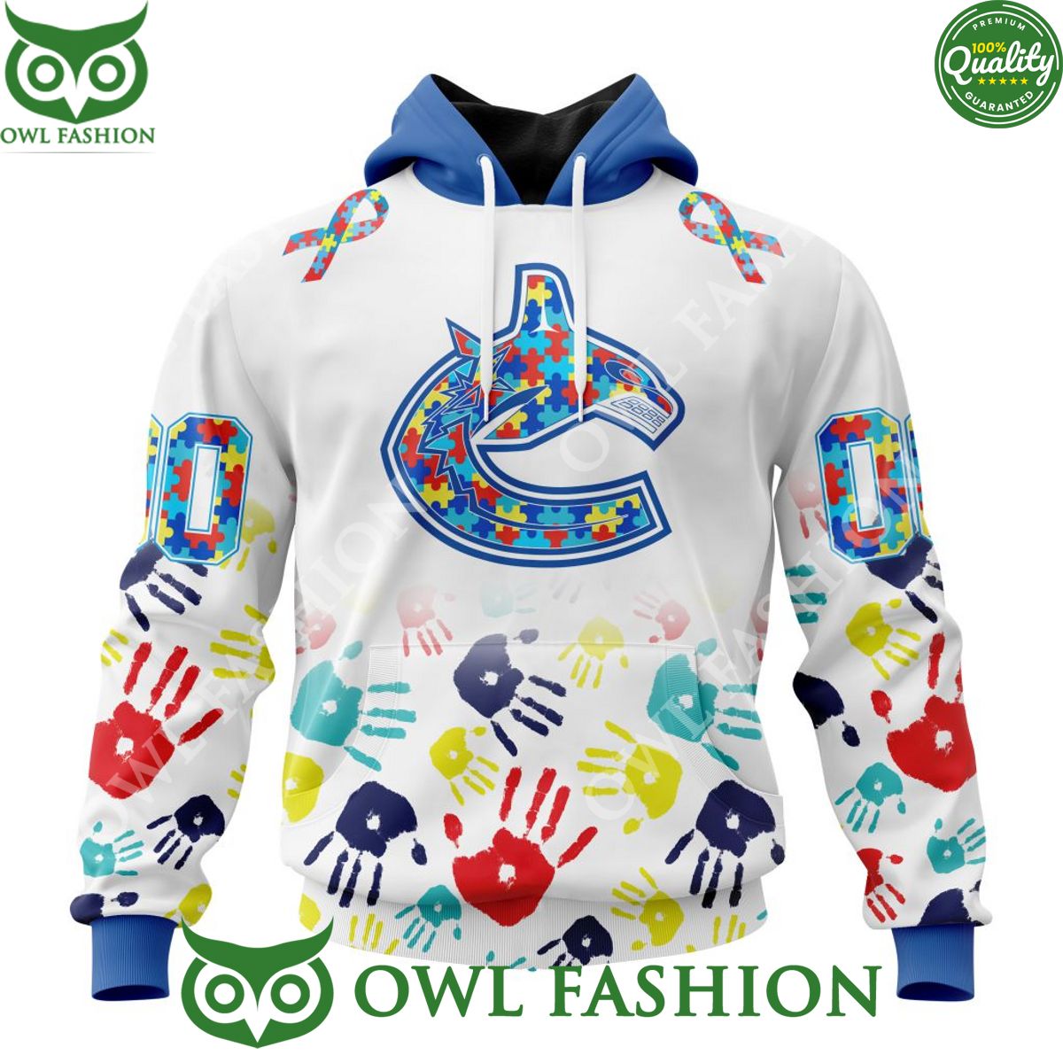 NHL Vancouver Canucks Special Autism Awareness 3D - Adult & Kids T-Shirts, Sweatshirts & Hoodies apparel design preview 1