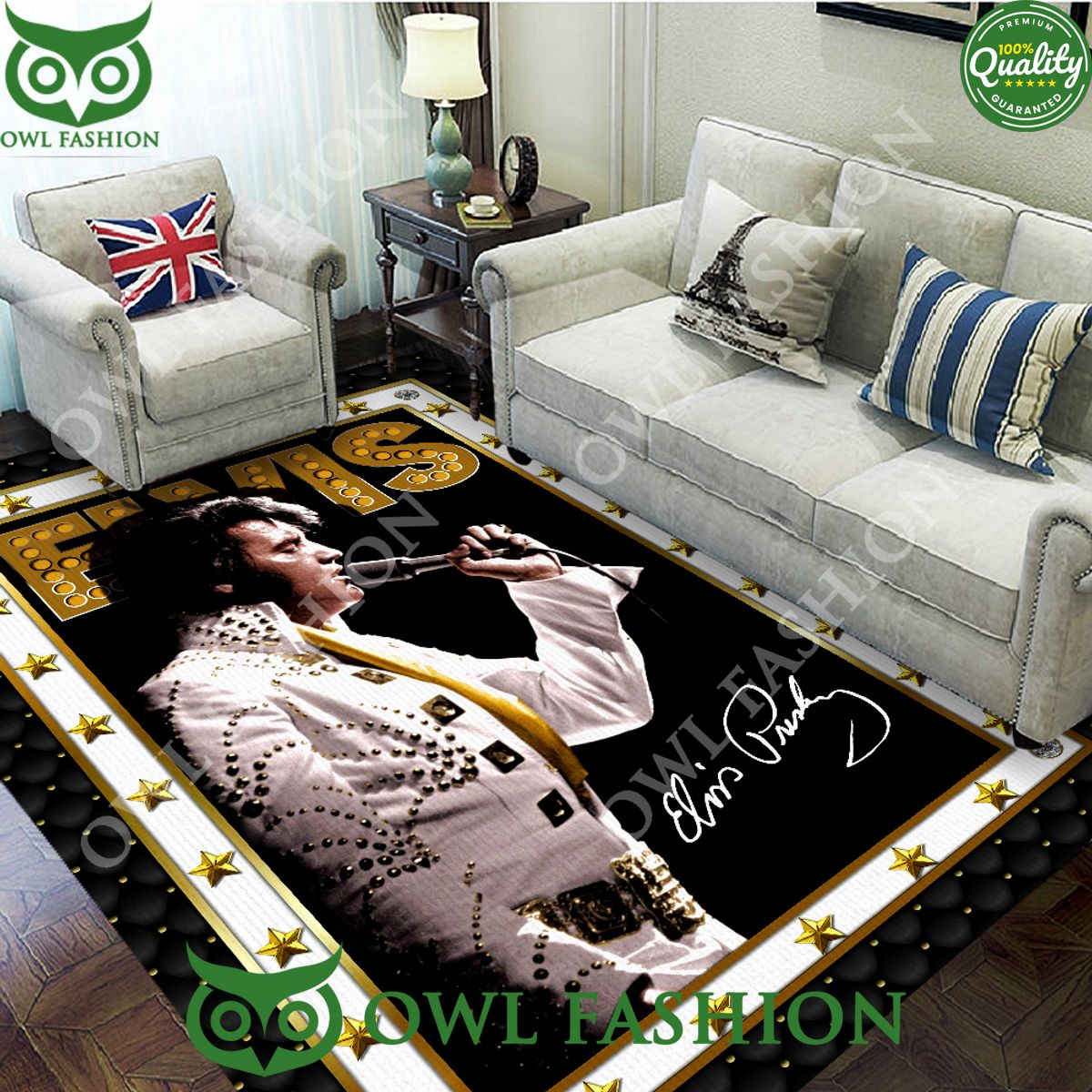 Elvis Presley King of Rock n Roll Carpet Rug - Adult & Kids T-Shirts, Sweatshirts & Hoodies apparel design preview 1