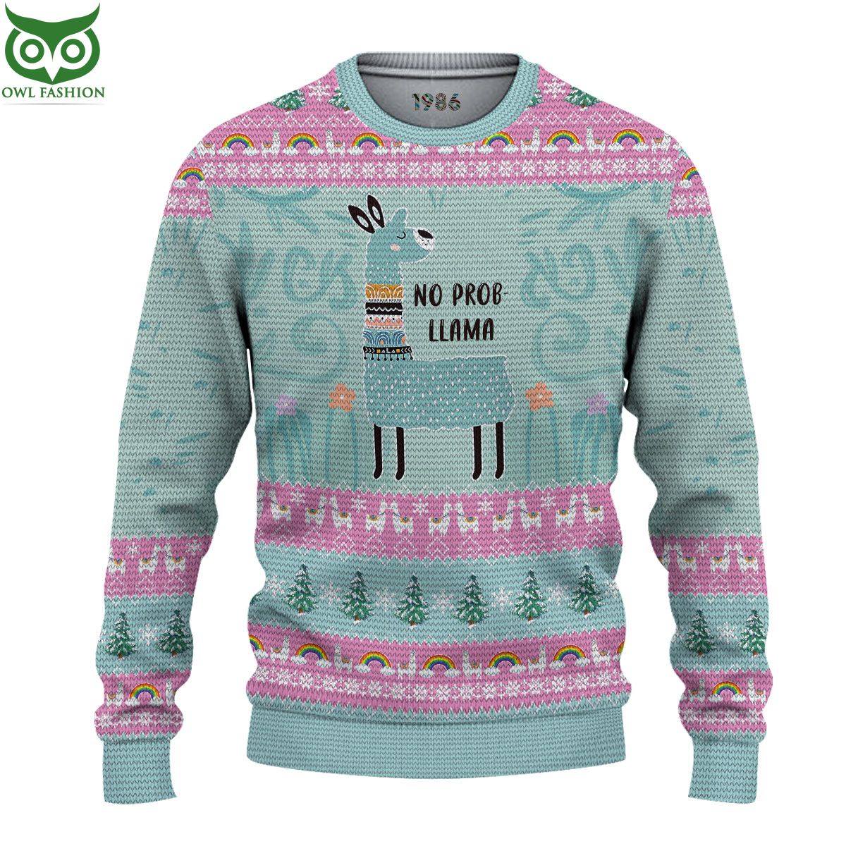 No Probllama Llama Christmas Ugly Sweater Jumper - Adult & Kids T-Shirts, Sweatshirts & Hoodies apparel design preview 1