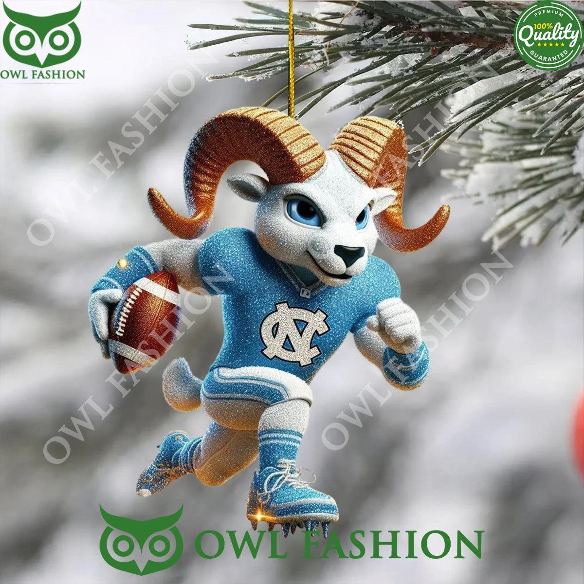 North Carolina Tar Heels Mascot Blue Plastic Ornament - Adult & Kids T-Shirts, Sweatshirts & Hoodies apparel design preview 1