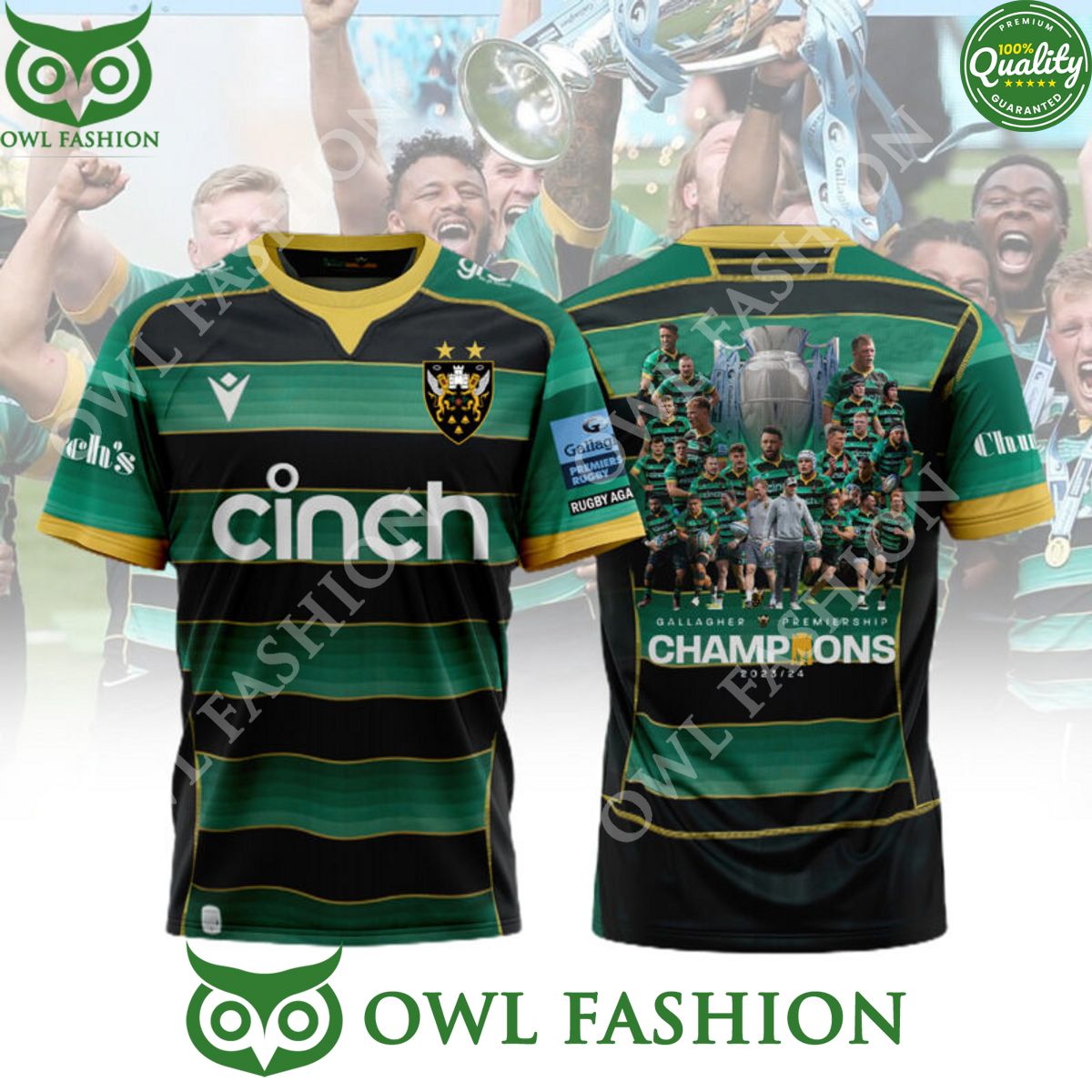 Northampton Saints Gallagher Premiership Champions 3D - Adult & Kids T-Shirts, Sweatshirts & Hoodies apparel design preview 1