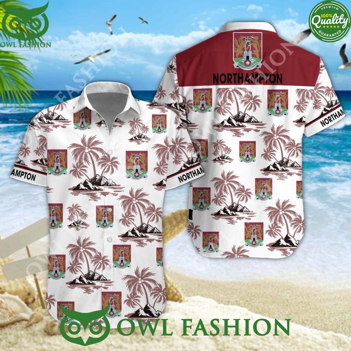 Northampton Town EFL League One Beach Vibe Hawaiian - Adult & Kids T-Shirts, Sweatshirts & Hoodies apparel design preview 1
