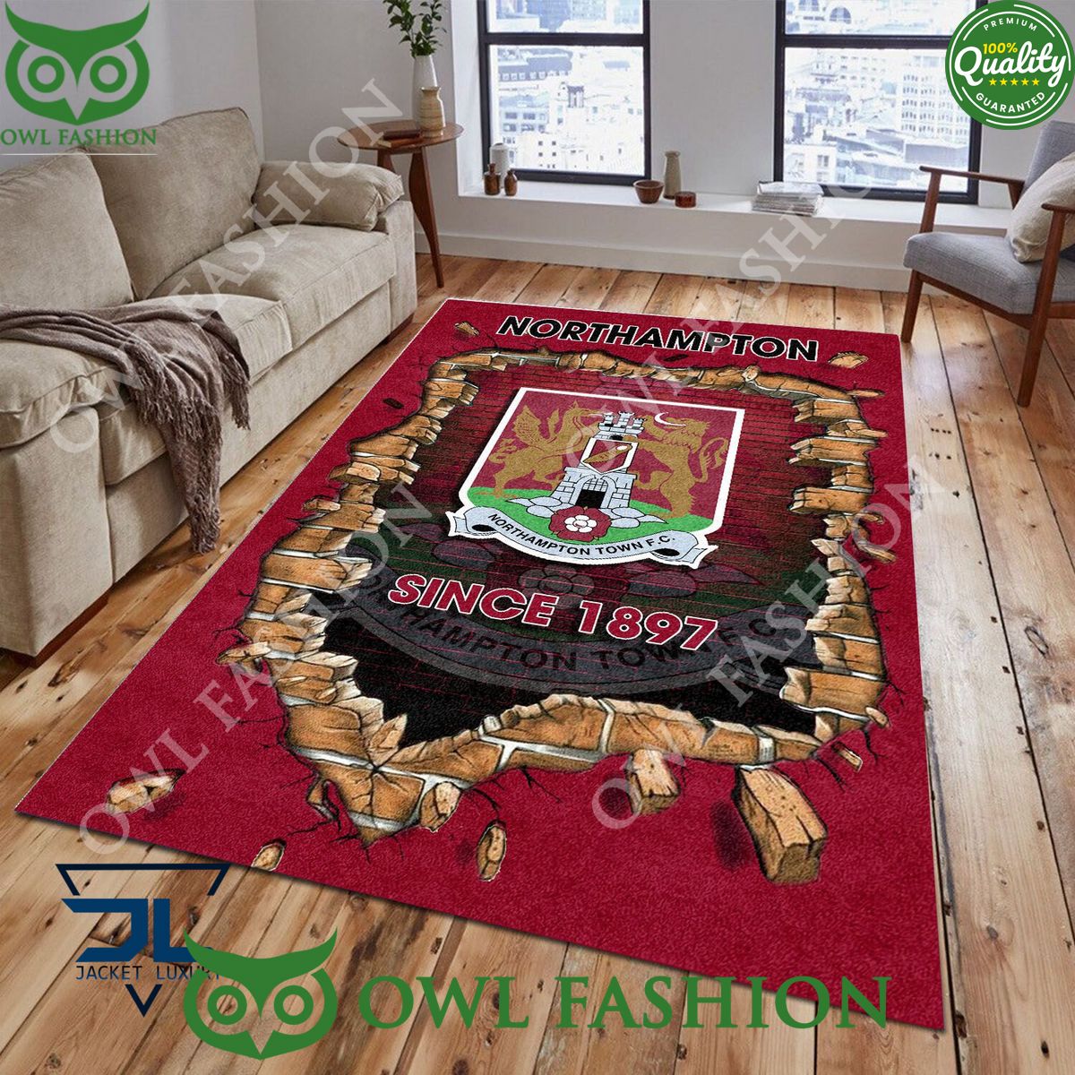 Northampton Town F.C 1832 League Two Living Room Rug - Adult & Kids T-Shirts, Sweatshirts & Hoodies apparel design preview 1