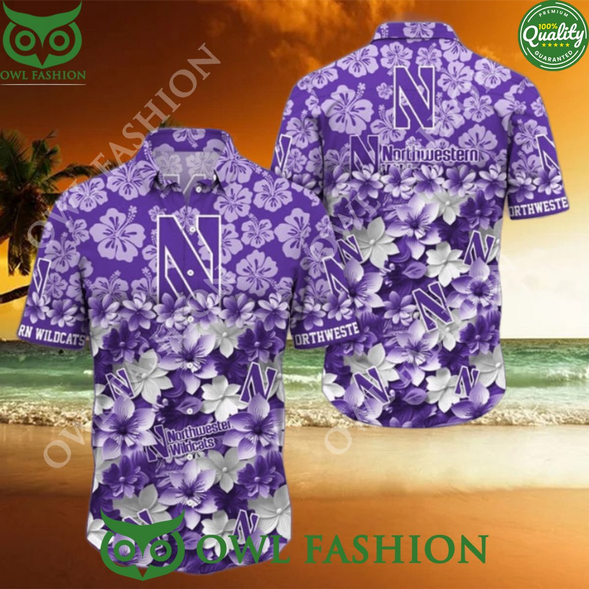 Northwestern Wildcats NCAA Hawaiian Trending Summer - Adult & Kids T-Shirts, Sweatshirts & Hoodies apparel design preview 1