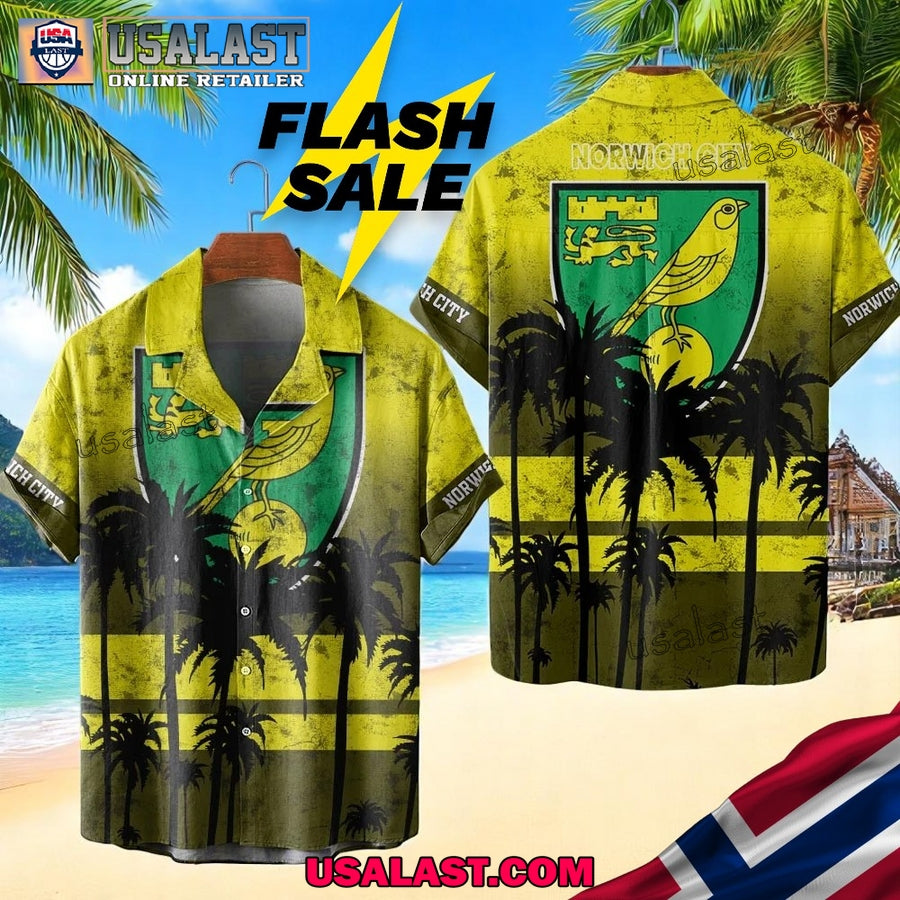 Norwich City FC Coconut Tree Style Hawaiian - Adult & Kids T-Shirts, Sweatshirts & Hoodies apparel design preview 1
