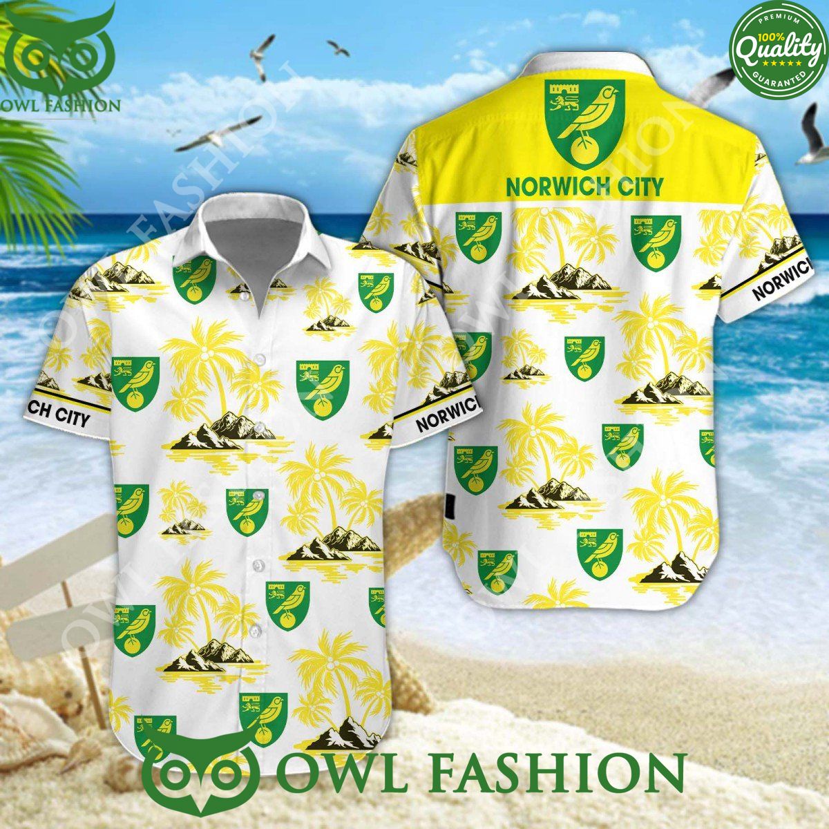 Norwich City League One EFL Aloha Vibe Hawaiian Short - Adult & Kids T-Shirts, Sweatshirts & Hoodies apparel design preview 1