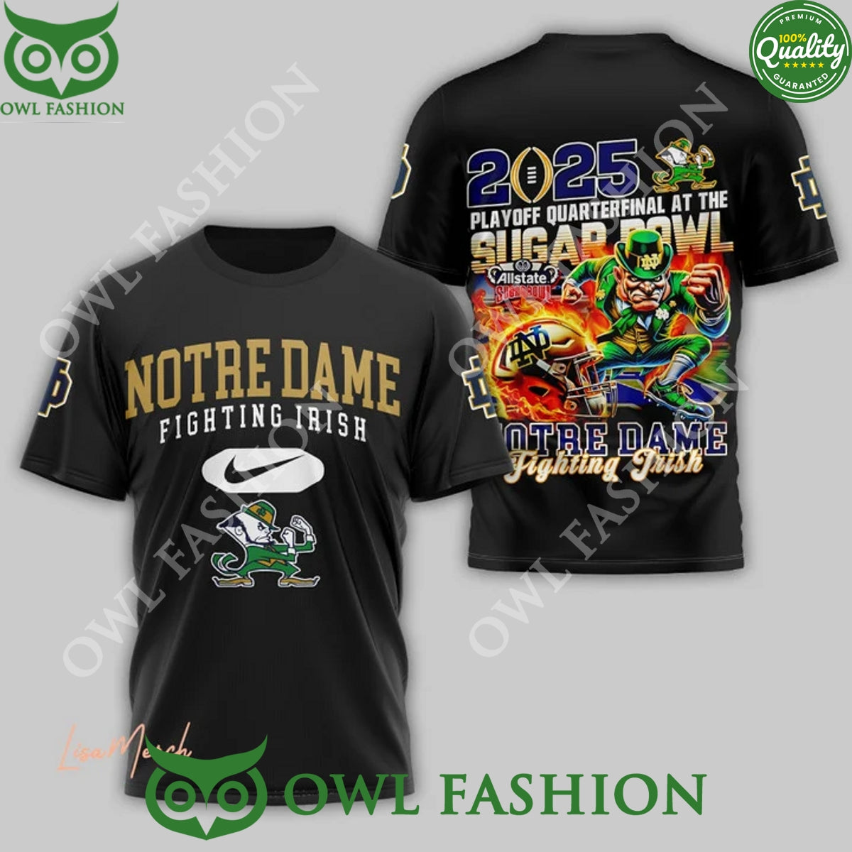 Notre Dame Fighting Irish 2025 Playoff Quarterfinal - Adult & Kids T-Shirts, Sweatshirts & Hoodies apparel design preview 1