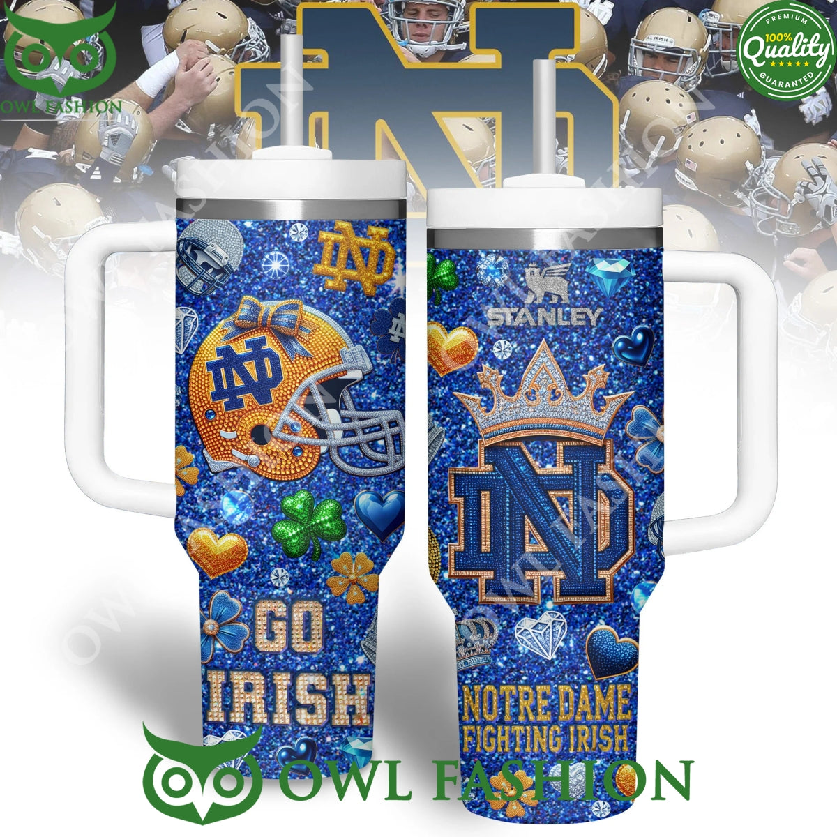 Notre Dame Fighting Irish Go Blue Diamond Tumbler Cup - Adult & Kids T-Shirts, Sweatshirts & Hoodies apparel design preview 1
